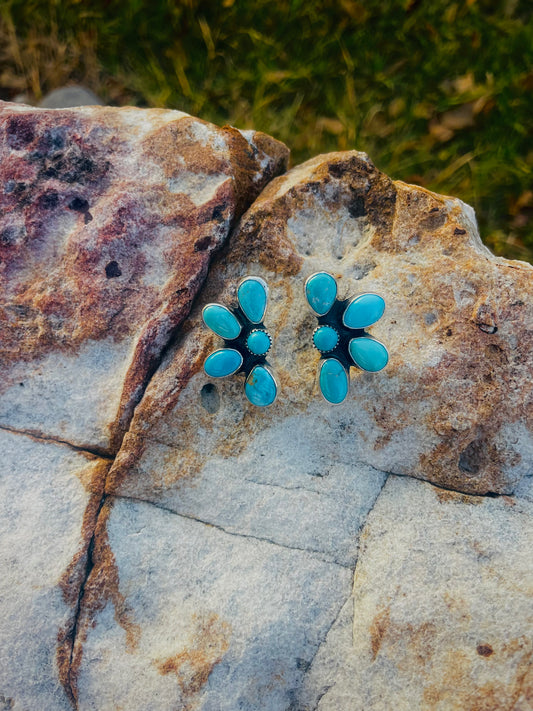 Half Cluster Stud Earrings